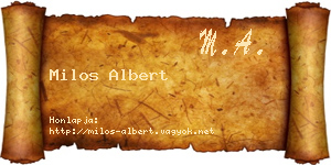 Milos Albert névjegykártya